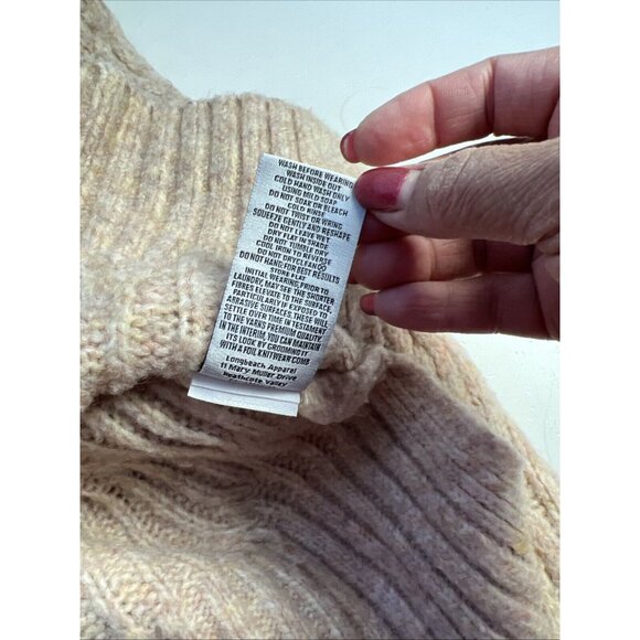 FOIL Cable Knit Pink Beige Long Sleeve Pullover Sweater Wool Blend Women Size L - Picture 6 of 8